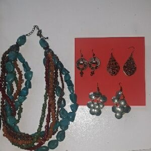 Colorful Beaded Necklace and Earring Set